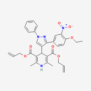 molecular formula C32H32N4O7 B11623679 diallyl 4-[3-(4-ethoxy-3-nitrophenyl)-1-phenyl-1H-pyrazol-4-yl]-2,6-dimethyl-1,4-dihydro-3,5-pyridinedicarboxylate 
