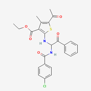 molecular formula C25H23ClN2O5S B11623682 Ethyl 5-acetyl-2-[(1-{[(4-chlorophenyl)carbonyl]amino}-2-oxo-2-phenylethyl)amino]-4-methylthiophene-3-carboxylate 