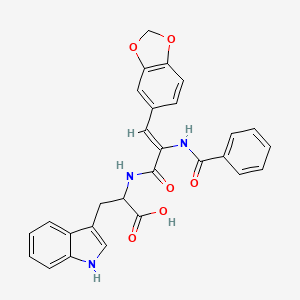 molecular formula C28H23N3O6 B11623697 N-[(2Z)-3-(1,3-benzodioxol-5-yl)-2-(benzoylamino)prop-2-enoyl]tryptophan 