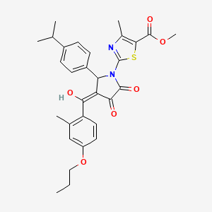 molecular formula C30H32N2O6S B11623814 methyl 2-{3-hydroxy-4-[(2-methyl-4-propoxyphenyl)carbonyl]-2-oxo-5-[4-(propan-2-yl)phenyl]-2,5-dihydro-1H-pyrrol-1-yl}-4-methyl-1,3-thiazole-5-carboxylate 