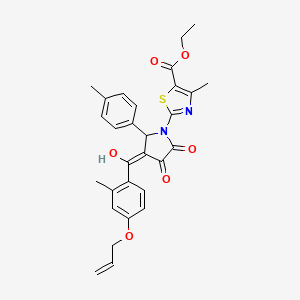 molecular formula C29H28N2O6S B11623888 ethyl 2-[3-hydroxy-5-(4-methylphenyl)-4-{[2-methyl-4-(prop-2-en-1-yloxy)phenyl]carbonyl}-2-oxo-2,5-dihydro-1H-pyrrol-1-yl]-4-methyl-1,3-thiazole-5-carboxylate 