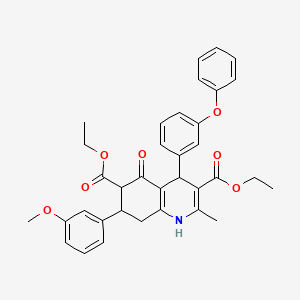 molecular formula C35H35NO7 B11623929 Diethyl 7-(3-methoxyphenyl)-2-methyl-5-oxo-4-(3-phenoxyphenyl)-1,4,5,6,7,8-hexahydro-3,6-quinolinedicarboxylate 