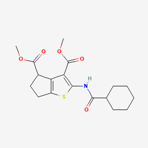 molecular formula C18H23NO5S B11623993 dimethyl 2-[(cyclohexylcarbonyl)amino]-5,6-dihydro-4H-cyclopenta[b]thiophene-3,4-dicarboxylate 