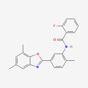 molecular formula C23H19FN2O2 B11624166 N-[5-(5,7-dimethyl-1,3-benzoxazol-2-yl)-2-methylphenyl]-2-fluorobenzamide 
