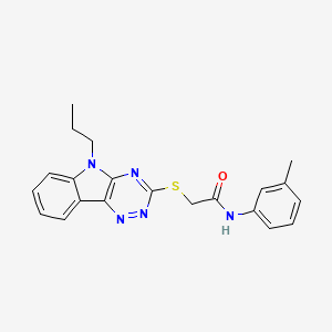 molecular formula C21H21N5OS B11624322 N-(3-Methylphenyl)-2-({5-propyl-[1,2,4]triazino[5,6-B]indol-3-YL}sulfanyl)acetamide 