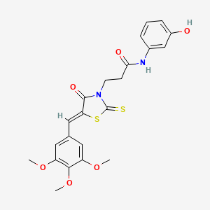 molecular formula C22H22N2O6S2 B11624381 N-(3-hydroxyphenyl)-3-[(5Z)-4-oxo-2-sulfanylidene-5-[(3,4,5-trimethoxyphenyl)methylidene]-1,3-thiazolidin-3-yl]propanamide 