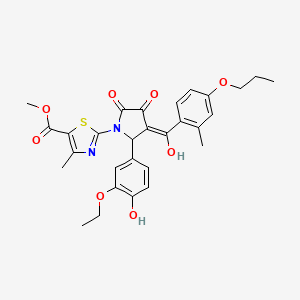 molecular formula C29H30N2O8S B11624414 methyl 2-[2-(3-ethoxy-4-hydroxyphenyl)-4-hydroxy-3-(2-methyl-4-propoxybenzoyl)-5-oxo-2,5-dihydro-1H-pyrrol-1-yl]-4-methyl-1,3-thiazole-5-carboxylate 
