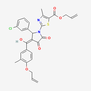 molecular formula C29H25ClN2O6S B11624465 prop-2-en-1-yl 2-[2-(3-chlorophenyl)-4-hydroxy-3-{[3-methyl-4-(prop-2-en-1-yloxy)phenyl]carbonyl}-5-oxo-2,5-dihydro-1H-pyrrol-1-yl]-4-methyl-1,3-thiazole-5-carboxylate 