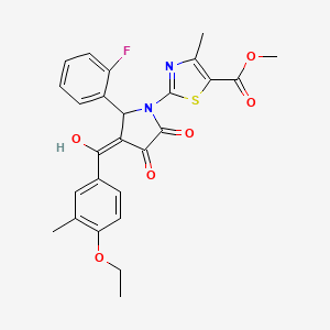 molecular formula C26H23FN2O6S B11624493 methyl 2-{3-[(4-ethoxy-3-methylphenyl)carbonyl]-2-(2-fluorophenyl)-4-hydroxy-5-oxo-2,5-dihydro-1H-pyrrol-1-yl}-4-methyl-1,3-thiazole-5-carboxylate 