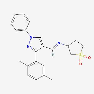 molecular formula C22H23N3O2S B11624537 N-{(E)-[3-(2,5-dimethylphenyl)-1-phenyl-1H-pyrazol-4-yl]methylidene}tetrahydrothiophen-3-amine 1,1-dioxide 