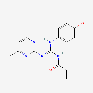 molecular formula C17H21N5O2 B11624546 N-(4,6-Dimethyl-pyrimidin-2-yl)-N'-(4-methoxy-phenyl)-N''-propionyl-guanidine 