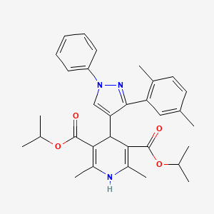 molecular formula C32H37N3O4 B11624559 diisopropyl 4-[3-(2,5-dimethylphenyl)-1-phenyl-1H-pyrazol-4-yl]-2,6-dimethyl-1,4-dihydro-3,5-pyridinedicarboxylate 