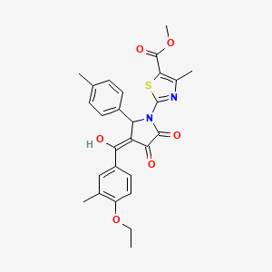 molecular formula C27H26N2O6S B11624560 methyl 2-{3-[(4-ethoxy-3-methylphenyl)carbonyl]-4-hydroxy-2-(4-methylphenyl)-5-oxo-2,5-dihydro-1H-pyrrol-1-yl}-4-methyl-1,3-thiazole-5-carboxylate 