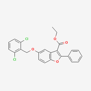 molecular formula C24H18Cl2O4 B11624564 Ethyl 5-[(2,6-dichlorophenyl)methoxy]-2-phenyl-1-benzofuran-3-carboxylate 