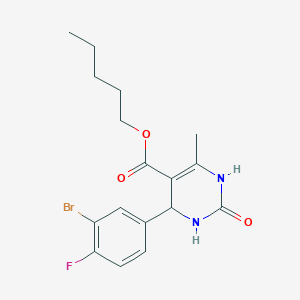 molecular formula C17H20BrFN2O3 B11624565 Pentyl 4-(3-bromo-4-fluorophenyl)-6-methyl-2-oxo-1,2,3,4-tetrahydropyrimidine-5-carboxylate 