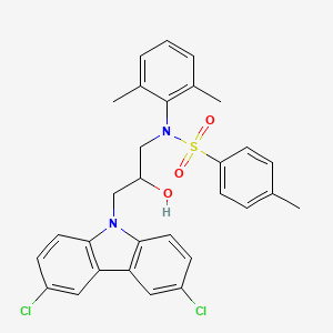 molecular formula C30H28Cl2N2O3S B11624566 N-[3-(3,6-dichloro-9H-carbazol-9-yl)-2-hydroxypropyl]-N-(2,6-dimethylphenyl)-4-methylbenzenesulfonamide 