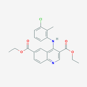 molecular formula C22H21ClN2O4 B11624689 Diethyl 4-[(3-chloro-2-methylphenyl)amino]quinoline-3,6-dicarboxylate 