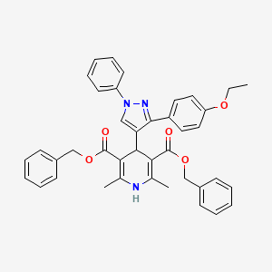 molecular formula C40H37N3O5 B11624700 dibenzyl 4-[3-(4-ethoxyphenyl)-1-phenylpyrazol-4-yl]-2,6-dimethyl-1,4-dihydropyridine-3,5-dicarboxylate CAS No. 438458-58-3