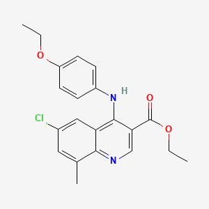 molecular formula C21H21ClN2O3 B11624708 Ethyl 6-chloro-4-[(4-ethoxyphenyl)amino]-8-methylquinoline-3-carboxylate 