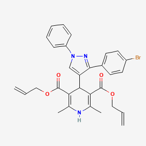 molecular formula C30H28BrN3O4 B11624717 diallyl 4-[3-(4-bromophenyl)-1-phenyl-1H-pyrazol-4-yl]-2,6-dimethyl-1,4-dihydro-3,5-pyridinedicarboxylate 