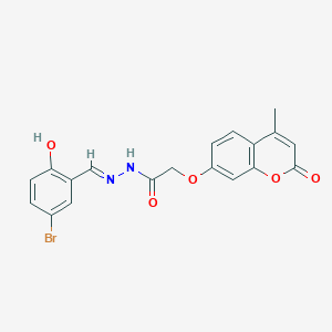 molecular formula C19H15BrN2O5 B11624742 N'-[(E)-(5-bromo-2-hydroxyphenyl)methylidene]-2-[(4-methyl-2-oxo-2H-chromen-7-yl)oxy]acetohydrazide 