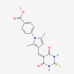 molecular formula C19H17N3O4S B11624757 methyl 4-{3-[(E)-(6-hydroxy-4-oxo-2-sulfanylpyrimidin-5(4H)-ylidene)methyl]-2,5-dimethyl-1H-pyrrol-1-yl}benzoate 