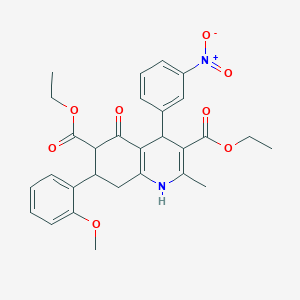 molecular formula C29H30N2O8 B11624785 Diethyl 7-(2-methoxyphenyl)-2-methyl-4-(3-nitrophenyl)-5-oxo-1,4,5,6,7,8-hexahydro-3,6-quinolinedicarboxylate 