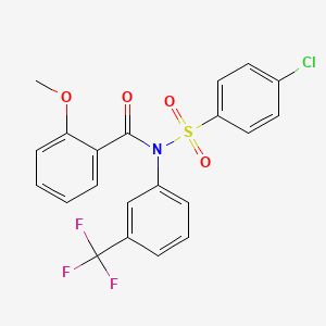 molecular formula C21H15ClF3NO4S B11624789 N-[(4-chlorophenyl)sulfonyl]-2-methoxy-N-[3-(trifluoromethyl)phenyl]benzamide 
