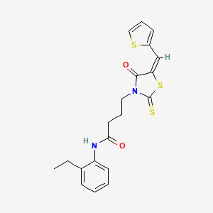molecular formula C20H20N2O2S3 B11624831 N-(2-Ethylphenyl)-4-[(5E)-4-oxo-5-(2-thienylmethylene)-2-thioxo-1,3-thiazolidin-3-YL]butanamide 