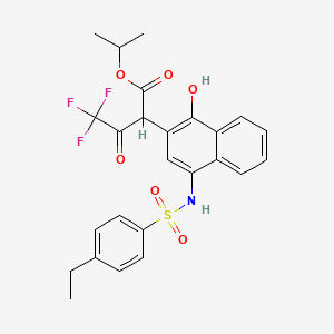 molecular formula C25H24F3NO6S B11624907 Propan-2-yl 2-(4-{[(4-ethylphenyl)sulfonyl]amino}-1-hydroxynaphthalen-2-yl)-4,4,4-trifluoro-3-oxobutanoate 