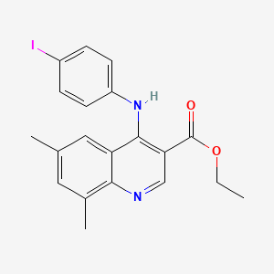 molecular formula C20H19IN2O2 B11624915 Ethyl 4-[(4-iodophenyl)amino]-6,8-dimethylquinoline-3-carboxylate 