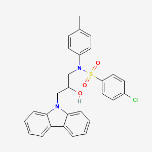 molecular formula C28H25ClN2O3S B11624918 N-[3-(9H-carbazol-9-yl)-2-hydroxypropyl]-4-chloro-N-(4-methylphenyl)benzenesulfonamide 