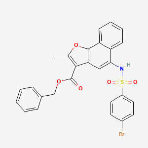molecular formula C27H20BrNO5S B11624954 Benzyl 5-{[(4-bromophenyl)sulfonyl]amino}-2-methylnaphtho[1,2-b]furan-3-carboxylate 
