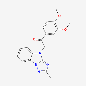 molecular formula C19H18N4O3 B11624962 1-(3,4-dimethoxyphenyl)-2-(2-methyl-4H-[1,2,4]triazolo[1,5-a]benzimidazol-4-yl)ethanone 