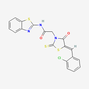 molecular formula C19H12ClN3O2S3 B11624967 N-(1,3-benzothiazol-2-yl)-2-[(5Z)-5-[(2-chlorophenyl)methylidene]-4-oxo-2-sulfanylidene-1,3-thiazolidin-3-yl]acetamide 