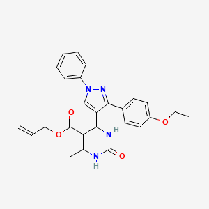 molecular formula C26H26N4O4 B11624991 prop-2-en-1-yl 4-[3-(4-ethoxyphenyl)-1-phenyl-1H-pyrazol-4-yl]-6-methyl-2-oxo-1,2,3,4-tetrahydropyrimidine-5-carboxylate 