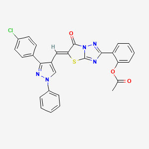 molecular formula C28H18ClN5O3S B11625031 2-[(5Z)-5-{[3-(4-chlorophenyl)-1-phenyl-1H-pyrazol-4-yl]methylidene}-6-oxo-5,6-dihydro[1,3]thiazolo[3,2-b][1,2,4]triazol-2-yl]phenyl acetate 