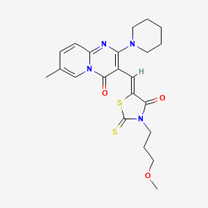 molecular formula C22H26N4O3S2 B11625090 3-{(Z)-[3-(3-methoxypropyl)-4-oxo-2-thioxo-1,3-thiazolidin-5-ylidene]methyl}-7-methyl-2-(piperidin-1-yl)-4H-pyrido[1,2-a]pyrimidin-4-one 