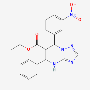 molecular formula C20H17N5O4 B11625093 Ethyl 7-(3-nitrophenyl)-5-phenyl-4,7-dihydro[1,2,4]triazolo[1,5-a]pyrimidine-6-carboxylate 