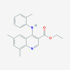 molecular formula C21H22N2O2 B11625095 Ethyl 6,8-dimethyl-4-[(2-methylphenyl)amino]quinoline-3-carboxylate CAS No. 369397-76-2