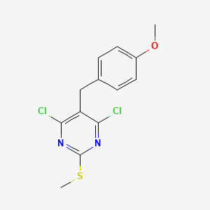 molecular formula C13H12Cl2N2OS B11625103 4,6-Dichloro-5-(4-methoxybenzyl)-2-(methylthio)pyrimidine 