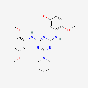 molecular formula C25H32N6O4 B11625133 N,N'-bis(2,5-dimethoxyphenyl)-6-(4-methylpiperidin-1-yl)-1,3,5-triazine-2,4-diamine 