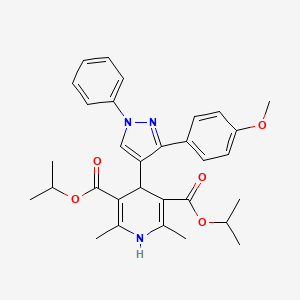 molecular formula C31H35N3O5 B11625154 Diisopropyl 4-[3-(4-methoxyphenyl)-1-phenyl-1H-pyrazol-4-YL]-2,6-dimethyl-1,4-dihydro-3,5-pyridinedicarboxylate 