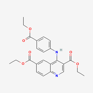 molecular formula C24H24N2O6 B11625164 Diethyl 4-{[4-(ethoxycarbonyl)phenyl]amino}quinoline-3,6-dicarboxylate 