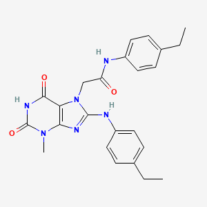 molecular formula C24H26N6O3 B11625497 2-[8-(4-ethylanilino)-3-methyl-2,6-dioxo-1,2,3,6-tetrahydro-7H-purin-7-yl]-N-(4-ethylphenyl)acetamide 