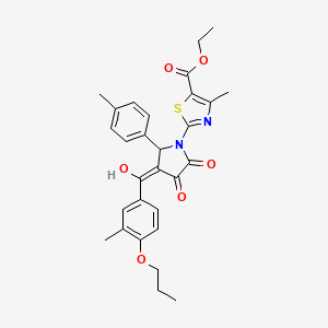 molecular formula C29H30N2O6S B11625517 ethyl 2-{3-hydroxy-5-(4-methylphenyl)-4-[(3-methyl-4-propoxyphenyl)carbonyl]-2-oxo-2,5-dihydro-1H-pyrrol-1-yl}-4-methyl-1,3-thiazole-5-carboxylate 