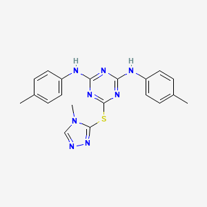molecular formula C20H20N8S B11625524 N,N'-bis(4-methylphenyl)-6-[(4-methyl-4H-1,2,4-triazol-3-yl)sulfanyl]-1,3,5-triazine-2,4-diamine 