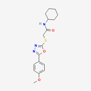 molecular formula C17H21N3O3S B11625552 N-cyclohexyl-2-{[5-(4-methoxyphenyl)-1,3,4-oxadiazol-2-yl]sulfanyl}acetamide 