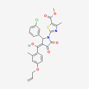 molecular formula C27H23ClN2O6S B11625559 methyl 2-[2-(3-chlorophenyl)-4-hydroxy-3-{[2-methyl-4-(prop-2-en-1-yloxy)phenyl]carbonyl}-5-oxo-2,5-dihydro-1H-pyrrol-1-yl]-4-methyl-1,3-thiazole-5-carboxylate 
