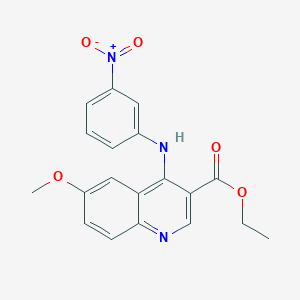 molecular formula C19H17N3O5 B11625564 Ethyl 6-methoxy-4-[(3-nitrophenyl)amino]quinoline-3-carboxylate 